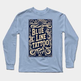 Blue Line Tattoo La Crosse WI Fancy Scrollwork Vintage Style Long Sleeve T-Shirt